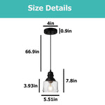 4’’ Dining pendant light black, cylinder pendant light glass industrial hanging light