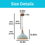 11.3in Dimmable kitchen lighting metal pendant light teal green farmhouse chandelier
