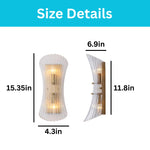 2-Light bulb light gold glass wall sconce glass metal light fixture