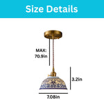 7in small bedside light ceramic pendant fixture gold blue hanging lamp