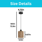 2 Pack hanging light brown black farmhouse chandelier metal rattan pendant lights