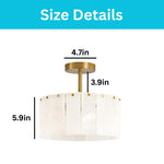 3 Light ceiling light alabaster marble metal semi flush mount gold wall sconce
