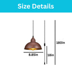 Plug in hanging lamp metal industrial pendant wood brown ceiling light