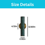 Contemporary cylinder wall sconce stone brass wood, iron light green wall lamp