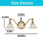 3  Light bathroom lighting brass vanity light glass, metal light wall sconce