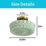 13.8 inch ceiling light glass flush mount ceiling fixture mint green light fixture