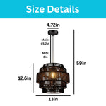 5-tier boho chandelier rattan ceiling fixture black pendant light