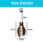 Antique Living Room Light Brown Hanging Light Metal, Wood  Pendant Light