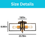 4-light farmhouse ceiling light wood metal flush mount fixture black natural wood color light fixture