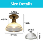 1-Light light bulb glass shade metal base ceiling lamp flush mount gold brass ceiling light