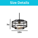 13” Light fixture matte black light kitchen glass, metal pendant light