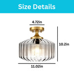 11 Inch light fixture metal glass ceiling light gold light bulb