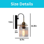 1-light bulb light metal glass light fixture gold black brass wall sconce