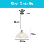 10.55 Inch kitchen lighting wood metal glass chandelier clear black pendant light