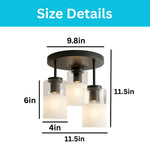 3-Lights bulbs light metal glass light fixture nickel ceiling light