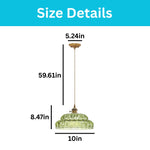 Hand-blown pendant light glass hanging fixture green ceiling lamp