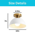 10 inch porch light metal semi flush white gold ceiling lamp