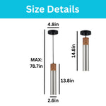 LED dining room wood metal long tube lighting silver hanging light