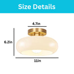 11 inch flush mount lamp glass metal light fixture gold ceiling light