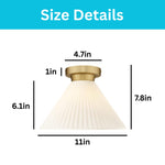 11 Inch modern ceiling light metal glass semi flush mount gold kitchen lamp