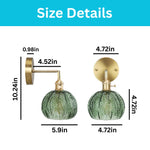 Adjustable wall sconce light glass metal indoor wall light gold green sconce wall lighting