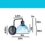 Plug in led light metal glass light fixture black blue shade wall sconce fixture