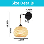 2 Pack wall sconces black wall lighting bamboo, metal wireless wall sconce