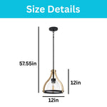 Farmhouse island lights metal ‎glass wood kitchen light ‎matte black pendant light