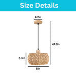 12 Inch rattan lighting Hyacinth, boho kitchen island lights rattan, seagrass, woven pendant light