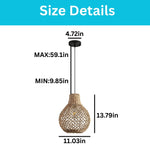 2 Pack light bulb rattan chandeliers fixture rattan pendant light