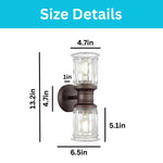 2-Light farmhouse wall sconces glass metal indoor wall light bronze vanity lighting