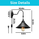 2 Pack wall sconces black light wall bedroom  metal plug in wall sconce