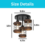 3-Light light and bulbs alloy steel wood ceiling light black light fixtures