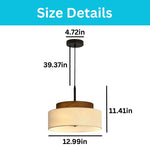 13 inch dining room light iron fabric Chandelier light black bronze pendant light