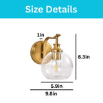 1-Light wall lights glass bathroom light fixtures gold vanity lights