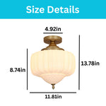 Modern bulb light milk iron glass semi flush mount gold ceiling light