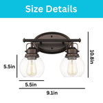 2 light vanity lamp glass metal light fixtures bronze bathroom light