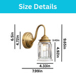 Retro exterior lamp glass metal sconce light brass gold wall mount light