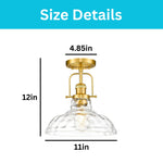 1 light ceiling light metal glass led lights brushed gold light fixture