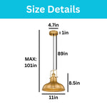 1-Light farmhouse pendant metal kitchen island light gold hanging lamp