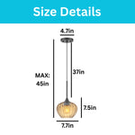 1 Pack ceiling lamp glass iron pendant lighting amber black hanging fixture
