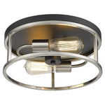 2 light Flush Mount Ceiling Light round cage black close to ceiling light fixture