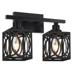 2 light black cage wall sconce industrial farmhouse wall lighting fixture