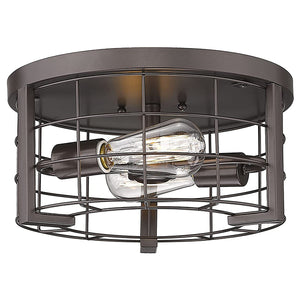 2 light cage flush mount close to ceiling lights fixture industrial ceiling lamp with bronze finish