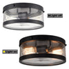 2 light farmhouse flush mount light black flush mount ceiling light with seeded glass shade