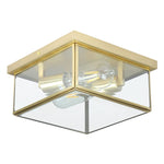2 light flush mount ceiling light brass frame ceiling lamp with glass shade