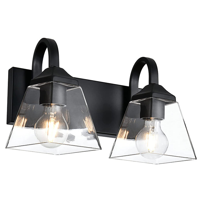 2 light glass wall sconce black industrial wall light fixture