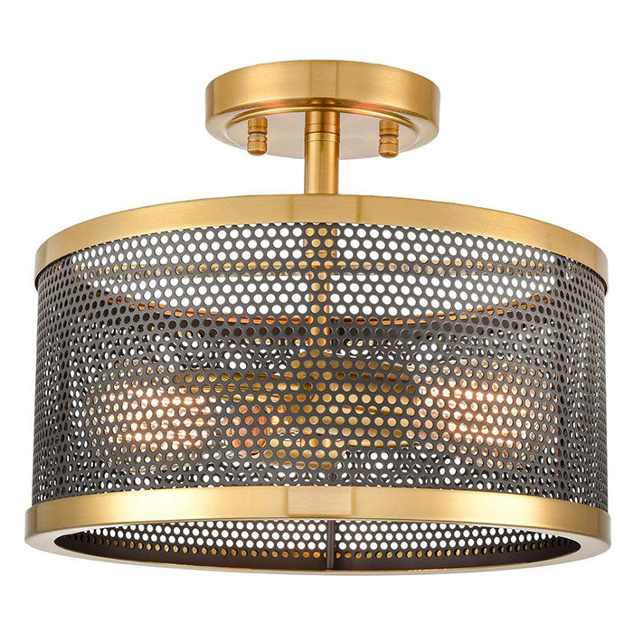 2 light gold flush mount ceiling light mesh brass ceiling lamp
