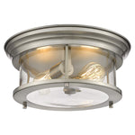 2 light indoor close to ceiling lamp industrial glass ceiling light with nickel finish