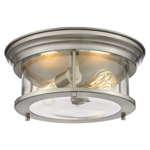 2 light indoor close to ceiling lamp industrial glass ceiling light with nickel finish